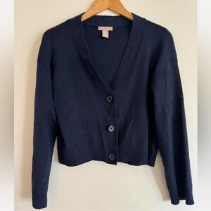 H&M Classic Navy Blue Cardigan Sweater S
